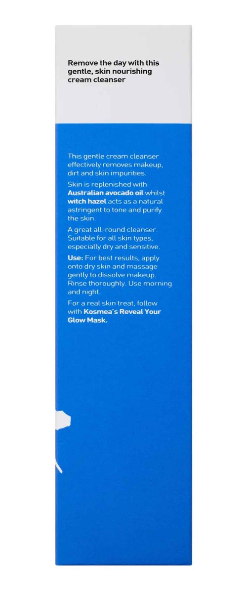 Kosmea Purifying Cream Cleanser – Hydrating Face Wash for Dry, Sensitive or Normal Skin – Rosehip and Avocado Oil with Vitamins A, B, D – Non-Drying Daily Cleanser – 5.07 fl oz
