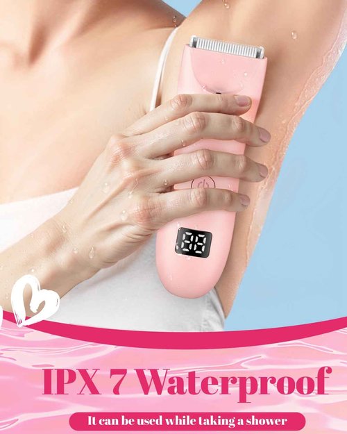 ENSSU 2in 1 Bikini Trimmer Electric Razors for Women with LED Light，Rechargeable Body Pubic Hair Trimmer Women with LCD Display, Lady Shaver for Leg/Arms/Bikini,Waterproof, Gift for Woman