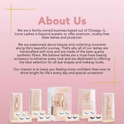 Icona Lashes 4-in-1 False Eyelash Tool Kit - DIY Lash Extension Kit with Tweezer, Curler, Scissors, Applicator - 24K Gold Plated Stainless Steel Accessories in Clear Dome Organizer, Beautiful Gift Box