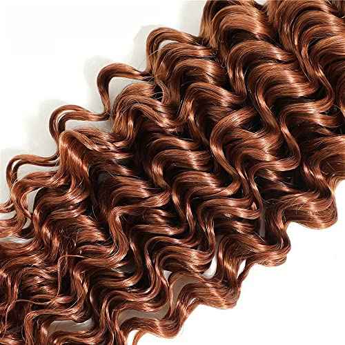 Color #30 Brown Bundles Human Hair Deep Wave 3 Bundles 30 30 30 Inch Unprocessed Brazilian Virgin Remy Light Brown Deep Wave Bundle Human Hair Extensions