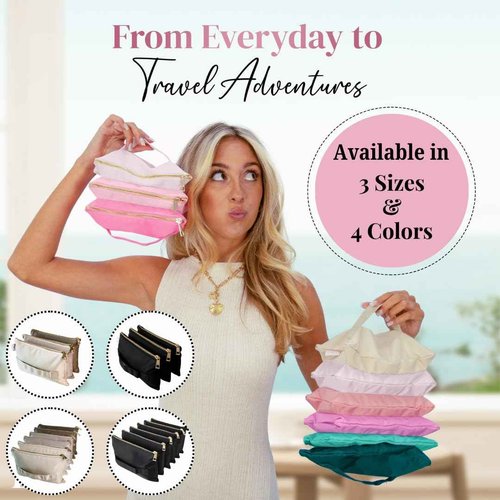 BOBBIE BAGS Accordion Makeup Bag, Travel Makeup Bag with 6 Compartments, Large Capacity Cosmetic Bags for Women, Toiletry Bag for Women, Makeup Organizer, Zipper Pouch Preppy Stuff