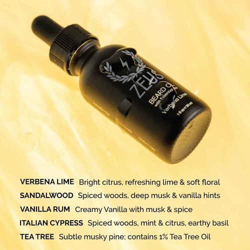 ZEUS Natural Beard Oil for Men, Premium Grooming Oil to Soften, Hydrate, Condition & Control Frizz in Beard and Mustache (Made in USA) Vanilla Rum