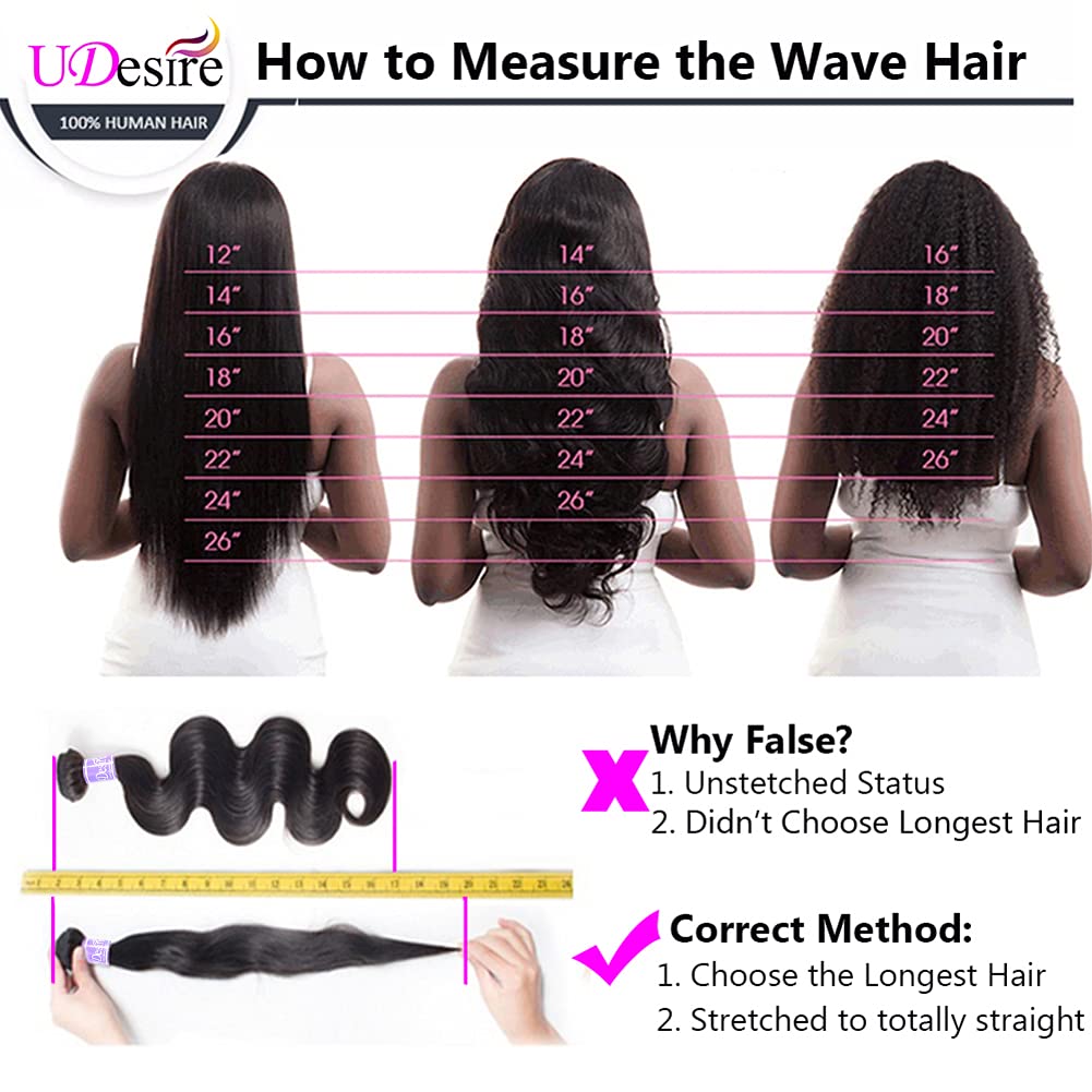 UDesire 12A 100% Unprocessed Brazilian Body Wave One Bundle 22 inch Brazilian Virgin Hair Weave Human Hair Bundles Body Wave Natural Black Color 90-95g/bundle