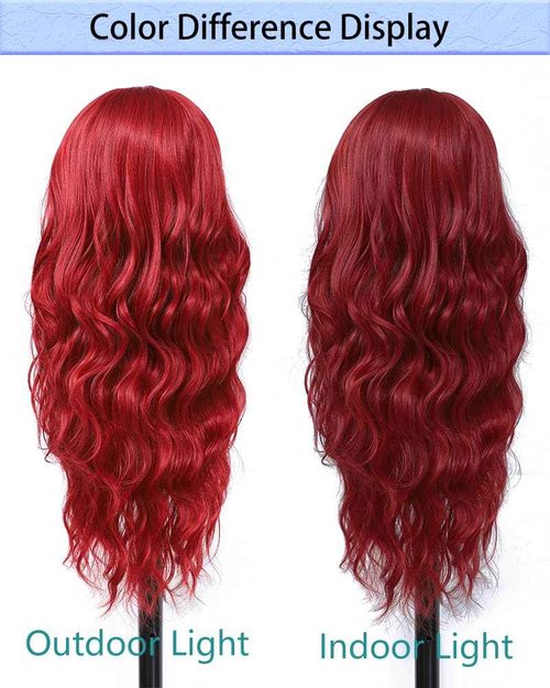 HMHIFI Long Red Wig for Women 26Inch Wavy Curly Wigs Synthetic Heat Resistant Hair Replacement Wig for Daily Party Halloween Costume