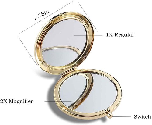 WOOYALIN Magnifying Compact Double-Sided 1X/2X Round Pocket Handheld Travel Makeup Portable Pocket Mirror Glod 5PCS