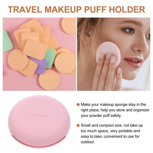 Healeved Silicone Cosmetic Box Small Makeup Puff Case Portable Powder Puff Holder Silicone Makeup Sponge Case Makeup Puff Holder for Travel Makeup Sponge Holder Travel Makeup Puff Holder, Pink
