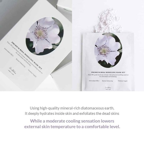 Dr.Althea Premium Rosa Modeling Mask - Measuring spoon and spatula included, 25g x 5 ea, Cooling effect, Hydration, Skin barrier enhancement. Soothe the redness. Vegan & Cruelty free Modeling Mask
