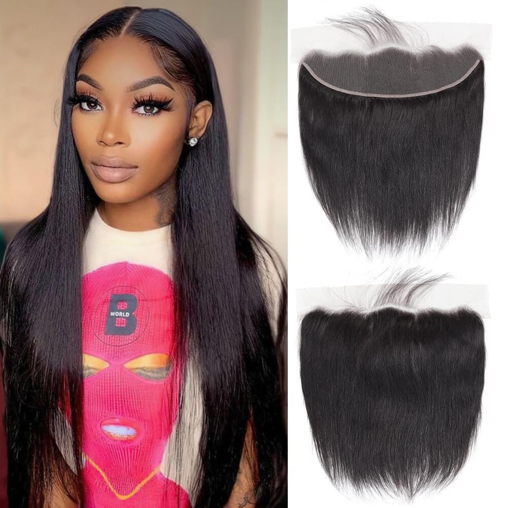 QTHAIR 14a Brazilian Straight Human Hair Transparent HD Lace Frontal (16" 13x4 Lace Frontal) 13x4 Ear to Ear Lace Frontal Straight Frontal Pre Plucked Natural Hairline Baby Hair