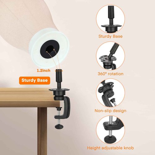 GHWMYD 22 Inch Canvas Wig Head Mannequin Head With 63in Tripod Stand, Manikin Canvas Head Set for Wigs Making Display Styling with Tripod Table Clamp Wig Caps Pins Set Hair Brush, Clips(Beige)