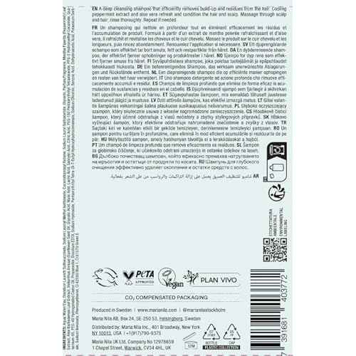 Maria Nila Purifying Cleanse, Deep Cleansing, Removes Build-up & Residue, Refresh and Condition Hair & Scalp