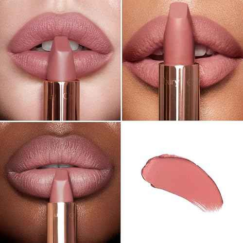 Charlotte Tilbury Pillow Talk Icons On the Go Kit - 4-Piece Makeup Set with Cream Eyeshadow, Mini Matte Lipstick, Lip Liner & Liquid Highlighter Blush in Iconic Nude-Pink Tones
