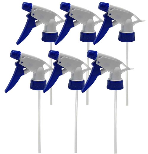 Elandy 6PCS Blue Spray Bottle Nozzels Attachment Heavy Duty Trigger Spray Replacement Sprayer Nozzle Head Plastic 28/400 Spray Bottle Tops Fit for Standard 8oz/16oz Bottle