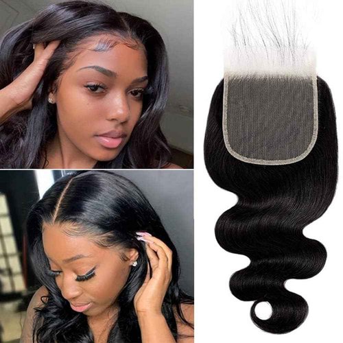 QTHAIR 16A Body Wave 5x5 Transparent Lace Closure 16inch 5x5 Lace Closure 16inch Human Hair Pre Plucked with Baby Hair Lace Closure Natural Black Color for Black Women