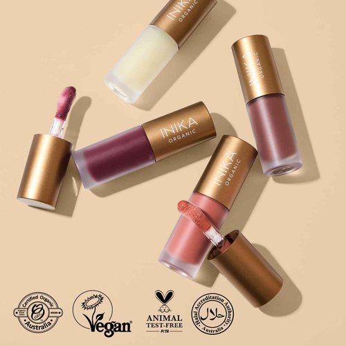 INIKA Organic Tinted Lip Oil | Bakuchiol, Squalane + Collagen in a Glossy Wash of Color. Luxuriously Smoothing & Hydrating Lipgloss. Natural, Vegan. 0.16 Fl oz (Blossom)