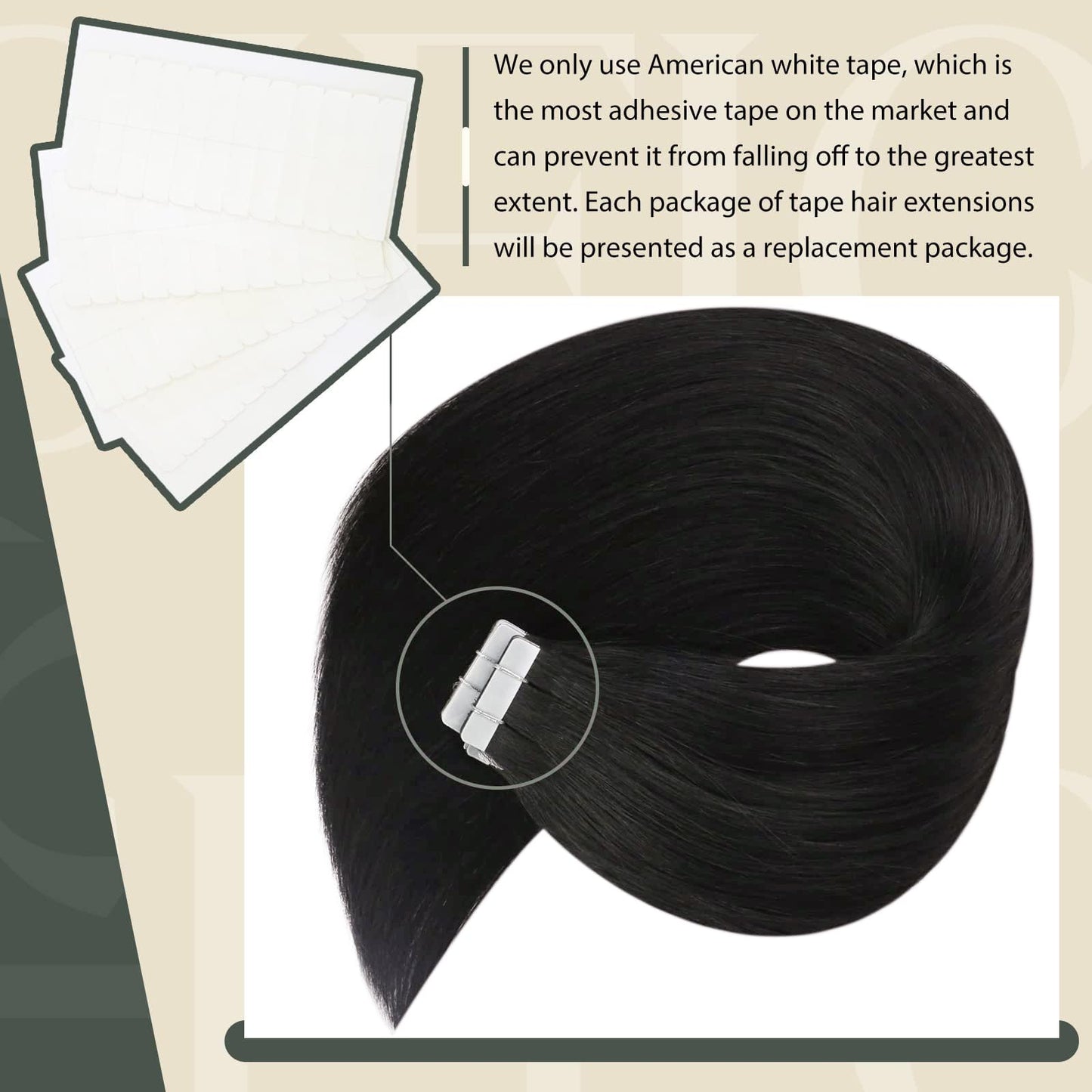 Sunny Hair Tape in Extensions Straight Skin Weft Tape in Hair Extensions Invisible Tape in Hair Extensions Human Hair 20Pcs Hair Extensions Real Human Hair Natural Black 14inch