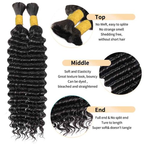 Boho Human Braiding Hair Curly for Boho Braids Bohemian 100% Human Hair for Braiding (human braiding hair, 18inch)