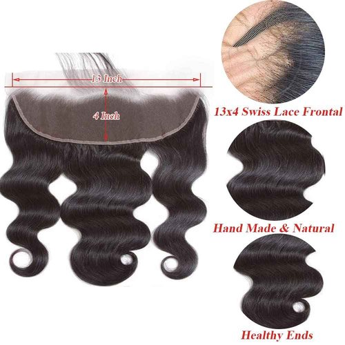 13x4 HD Transparent Lace Frontal Human Hair Body Wave Lace Closure 100% Brazilian Virgin Human Hair Ear to Ear Lace Front Natural Color 14 inch