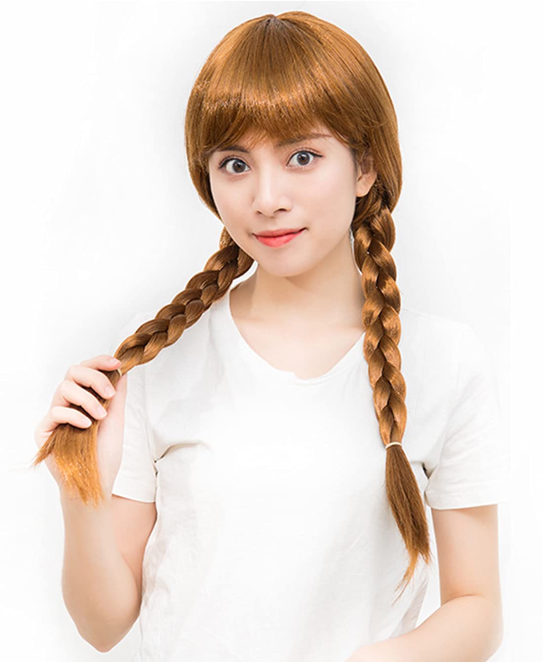 viviwo Princess Wig for Girls Costume Brown Long Hair Dress Up Cosplay party Birthday Halloween Medium