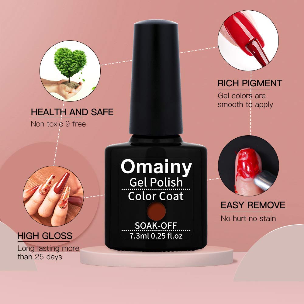 Omainy Cat Eye Gel Nail Polish Kit with Magnet, Elegance Dark Color Series Gel Nail Polish Set With 1 Magnet Stick Soak Off UV LED Nail Art Manicure Kit 6 pcs(004