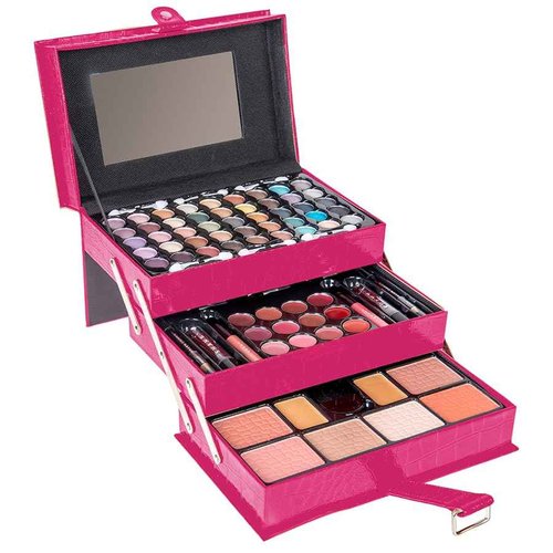 SHANY All In One Makeup Set, 67 Colors Eyeshadow, Blushes, Face Powder, Lipstick, Eye liners, Make up Pencils and Cosmetics Mirror - Makeup Kit With Reusable Beauty Organizer Train Case - Pink
