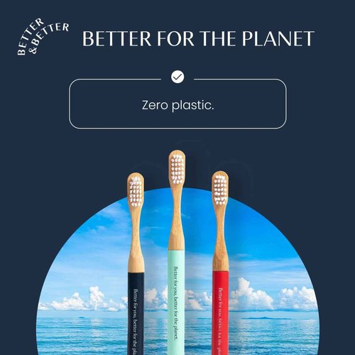 Better & Better Natural Bamboo Toothbrush for Kids | Extra Soft Bristle Toothbrush | 100% Plant-Based | Reusable Handle, Replaceable Brush Head | Eco-Friendly, Zero Plastic (Variety Pack of 3)
