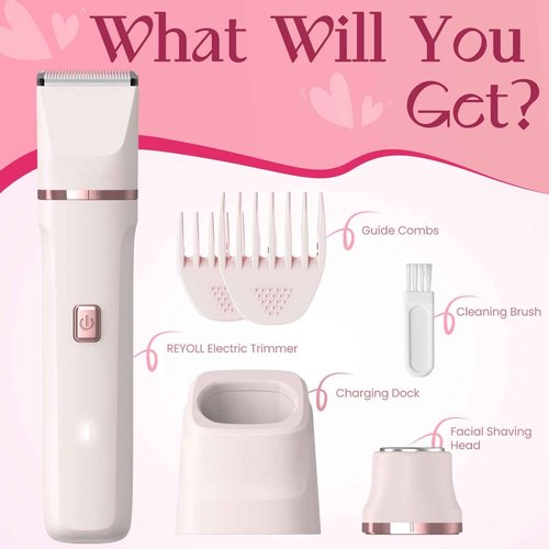 Risina Bikini Trimmer for Women - Painless Electric Razors for Silk Skin,Cordless Body Shaver for Trip,Replaceable Lady Facial Razor, IPX7 Waterproof&Easy Cleaning, Stocking Stuffers Christmas Gifts
