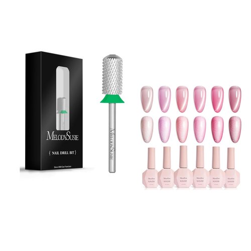 MelodySusie Safety Nail Drill Bits MelodySusie Pink Gem Cat Eye Gel Set