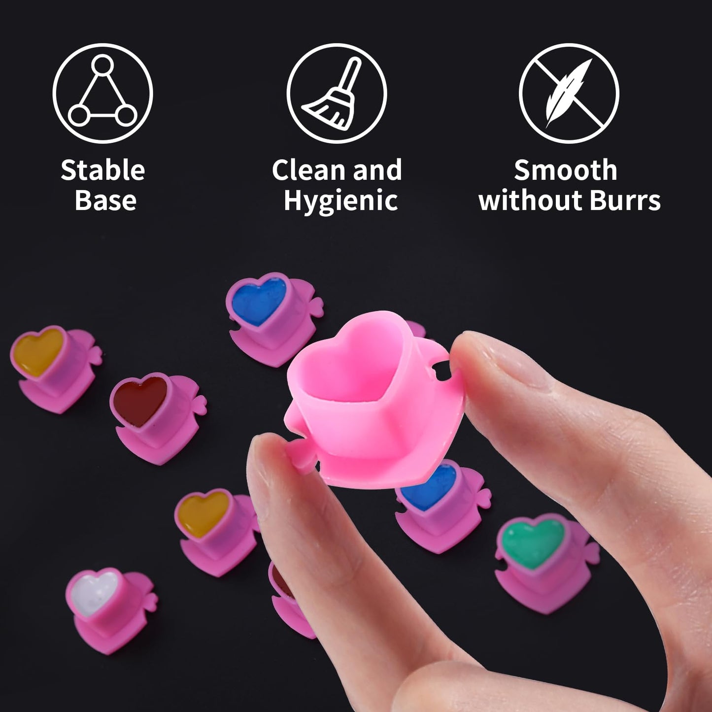 YILONG Heart Tattoo Ink Caps With Base 200PCS Disposable Pigment Holder Clear Plastic Pigment Cups Tattoo Accessory Tattoo Supplies Tattoo Kits,Pink