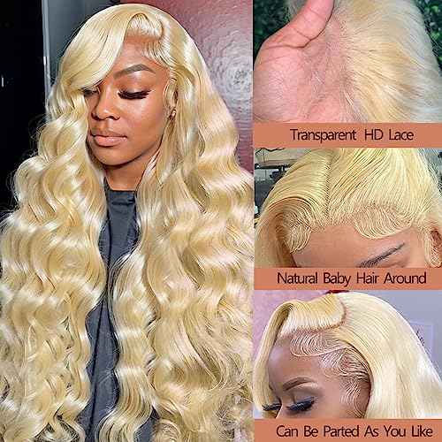 613 Lace Front Wig Human Hair 26inch 13x4 Blonde 100% Wig Human Hair Blonde Lace Front Wigs Human Hair 180% Density Premium 613 HD Lace Frontal Wig Pre Plucked
