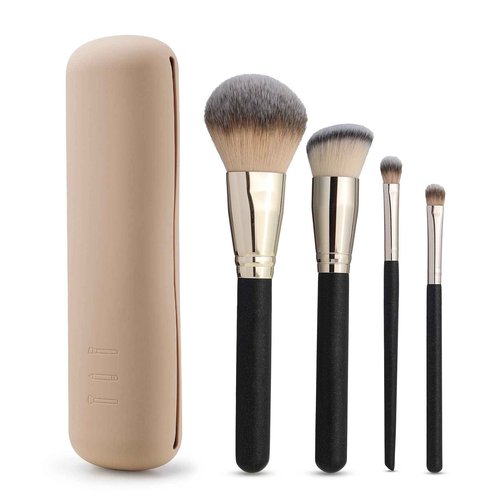 FERYES Large Travel Makeup Brush Holder with 4Pcs Makeup Brushes