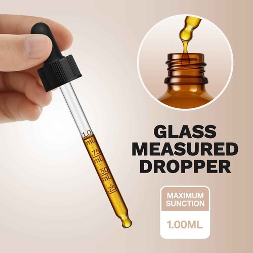 Bumobum 100ml Dropper Bottle, Amber Glass Dropper Bottle with Glass Measured Dropper, 3.4oz Empty Eye Tincture Bottles with Funnel, Pipette & Labels for Essential Hair Oils Serums, 4 Pack