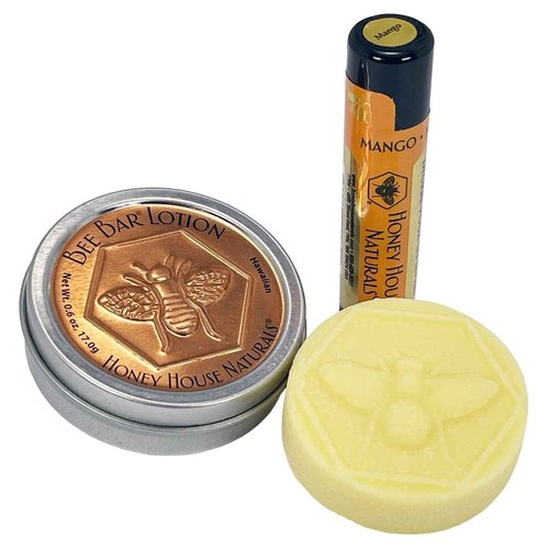 Honey House Naturals 2 Piece Gift Set, All Natural, Ultra Moisturizing Lotion Bar and Lip Butter Infused with Essential Oils, Made in USA, (Variant Name) (Pack of 2)