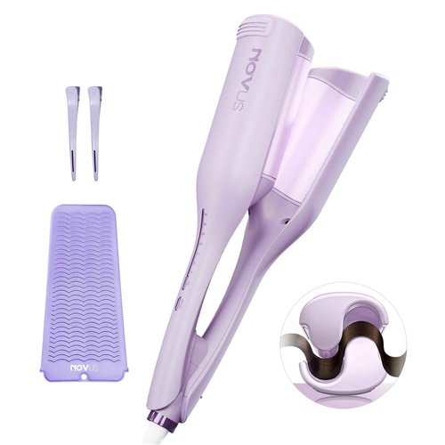 Waver Hair Tool NOVUSPRO Hair Crimper,Wave Curling Iron for All Hair Types,Ionic Waver Crimper Easy to use & Anti-Scald & Fast Heat up & Adjustable Time/Temps(1.4")