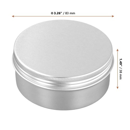 LEXININ 50 Pack Aluminum Tin Cans, 5 Oz Screw Top Tin Jar Containers, 3.26 x 1.5 Inch, Silver