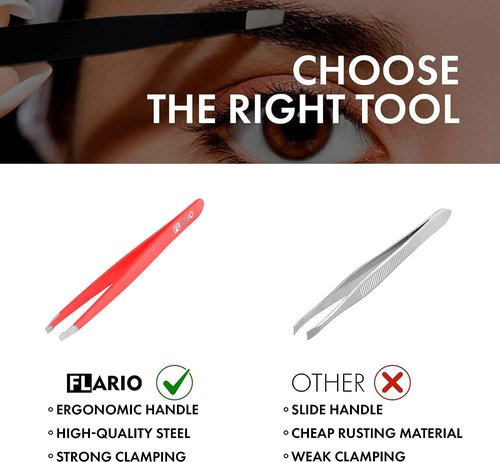 Professional eyebrow tweezers, Tweezers for Men, Women and Children, with angled tip for easy plucking of ingrown hairs, Stainless steel (Pink)