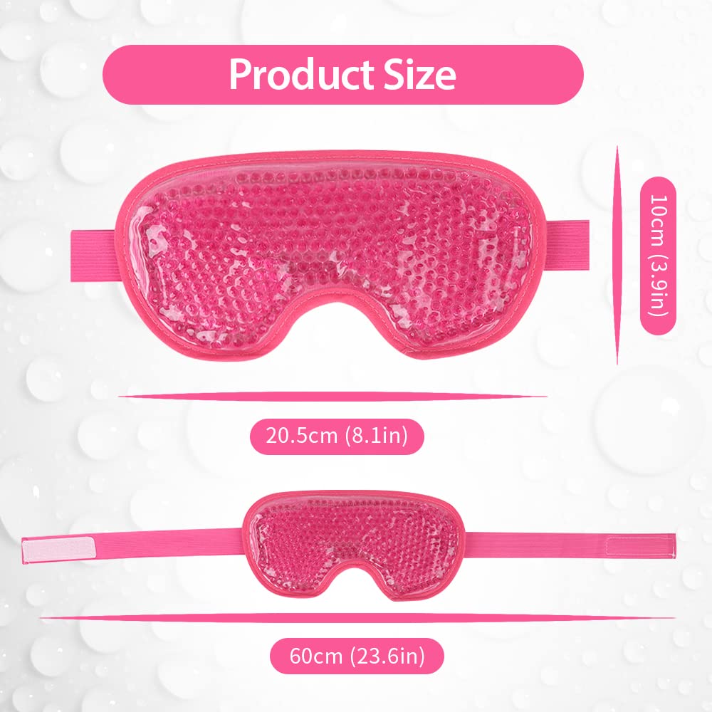 NEWGO Cooling Eye Mask Gel Eye Mask for Puffy Eyes, Ice Eye Mask Cold Eye Mask Frozen with Plush Backing for Headache, Migraine, Stress Relief - Rosered