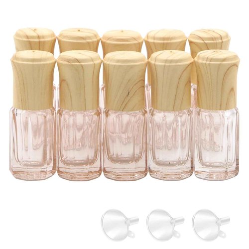 Newzoll 10Pcs Essential Oil Roller Bottles 3ml Pink Glass Roll on Vials Perfume Sample Jars Cosmetics Tube Vials Containers with Funnel