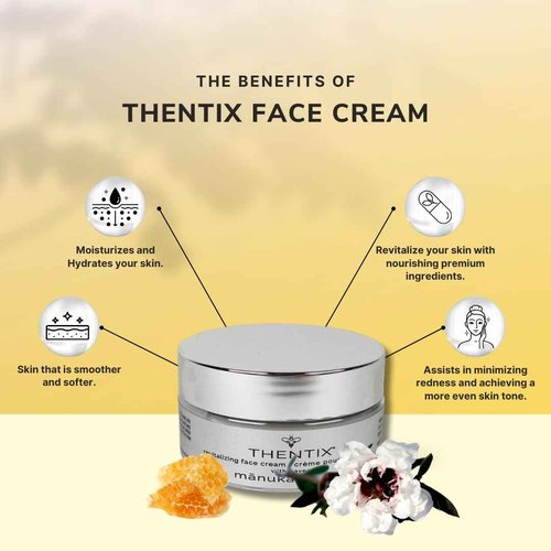 Thentix Face Cream with Manuka Honey, Moisturizer for Dry, Sensitive Skin, 2oz, Suitable for Women & Men