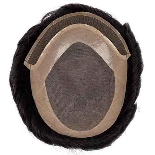Toupee for Men PU+Lace Base Real European Human Hair Pieces for Mens Hair Prosthesis Patch Units Hair Replacement System for Men (6x9")