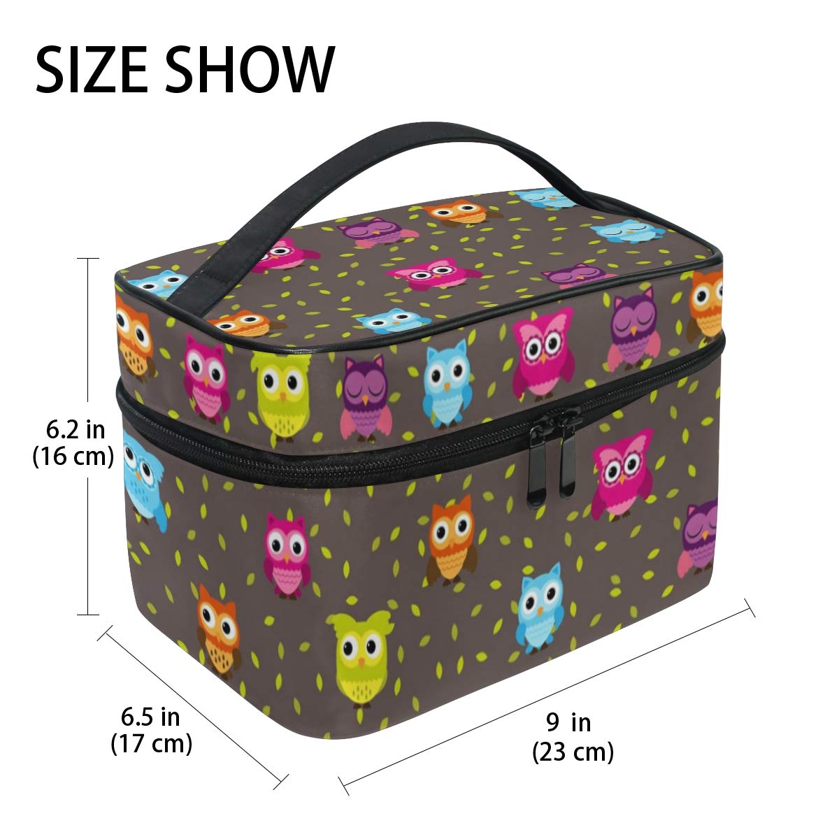 ZOEO Owl Makeup Bag Overnight Makeup Train Case Korean Carrying Portable Zip Travel Cosmetic Brush Bag Organizer Large Jewelry Storage for Girls Women