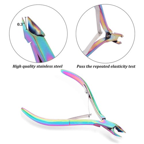 IBWell Cuticle Nipper Cuticle Trimmer Tool Set with Pusher and Remover,IBWell Professional Stainless Sturdy Pedicure Manicure Tools Cutter Nipper Scissor Clipper (Colorful)