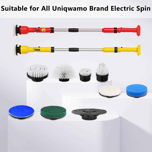 Uniqwamo Replaceable Brush Heads Set, 9 Pack Brush Heads for Electric Spin Scrubber, Brush Heads for Uniqwamo Battery Powered Scrubber, Electric Shower Scrubber for Cleaning Bathroom, Kitchen, Car