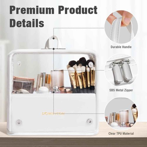 ROWNYEON Makeup Brush Bag, High Capacity Stand-Up Makeup Brush Holder, Travel Professional Cosmetic Bag Artist Organizer Bag Large Makeup Brush Case with Adjustable Divider (Brushes Not included)