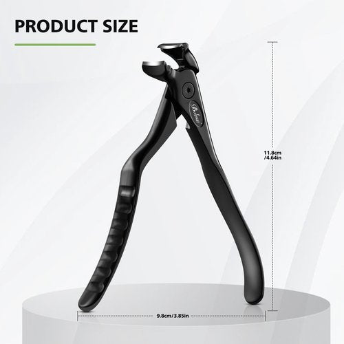 BALUCA Ergonomic Nail Clipper for Seniors - Straight Toenail Clipper for Thick Toenails and Fingernails, Long Handle Nail Clippers with Catcher, Precision Nail Trimmer for Men and Women - Black