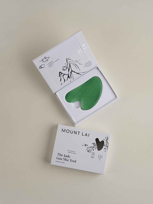 Mount Lai Jade Gua Sha Facial Tool – The Stone of Eternal Youth – 100% Genuine Jade Stone Face Sculpting Tool for Lymphatic Drainage, Puffiness Reduction & Timeless Radiance