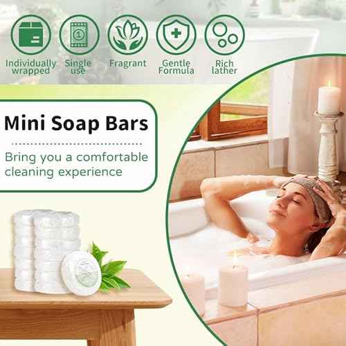 52 Mini Bar Soap Bulk - Travel Soap Individually Wrapped Body Bath Gentle Soap Bars Men Women Travel Size Toiletries for Homeless Hotel Essentials for Guest Bathroom Airbnb£¨Green Tea£©