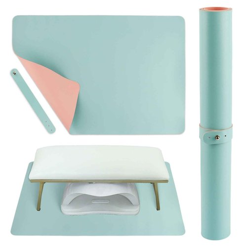 Foldable Nail Mat, Waterproof Manicure Pad 23.62x15.75 Inch | Perfect for Manicure at Home or Salon | Easy to Clean, Portable Design (Pink+Blue)