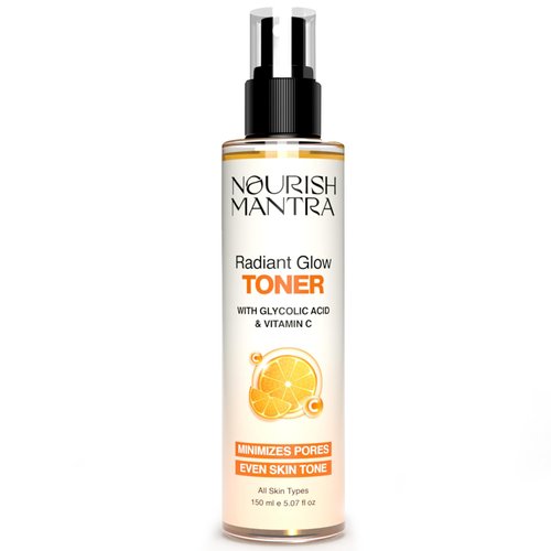 Nourish Mantra Radiant Glow Face Toner/Formulated with Vitamin C, Glycolic Acid, and Vitamin B5 for Glowing Skin & Pore Tightening Toner/Men & Women -150ml