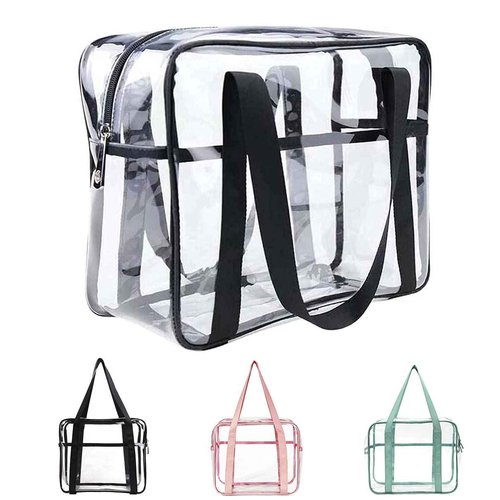 SxoSyo Clear Makeup Bags Large Travel Toiletry Bag for Women Transparent Bag Clear Cosmetic Bags with Handle Bathroom Organizer (black)