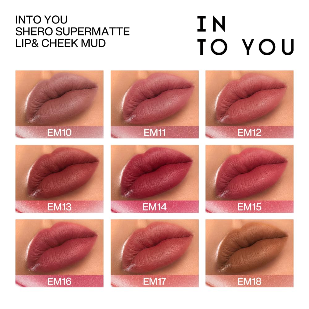 INTO YOU Matte Lipstick for Women, Matte Red Lipstick Long Lasting, Multi-Purpose for Lips and Cheek, Non-Stick Cup Not Fade Lip Stain Makeup Cosmetics Official Directly (EM10)